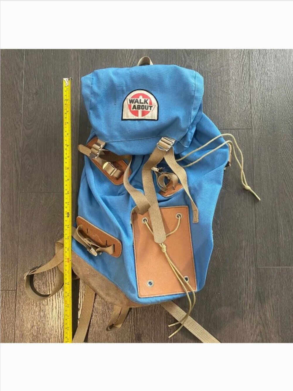 Vintage 70s Walk About Hiking Rucksack Backpack Daypack Leather Bottom Bag Rare